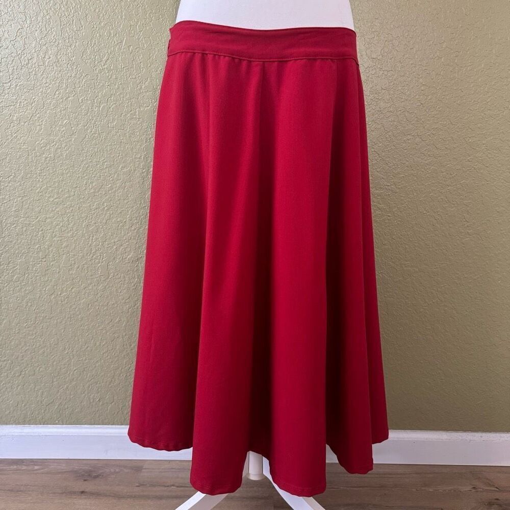 Rock Steady Women's 2X High Waist Thrills Skirt Red Retro 50's Style Swing Midi